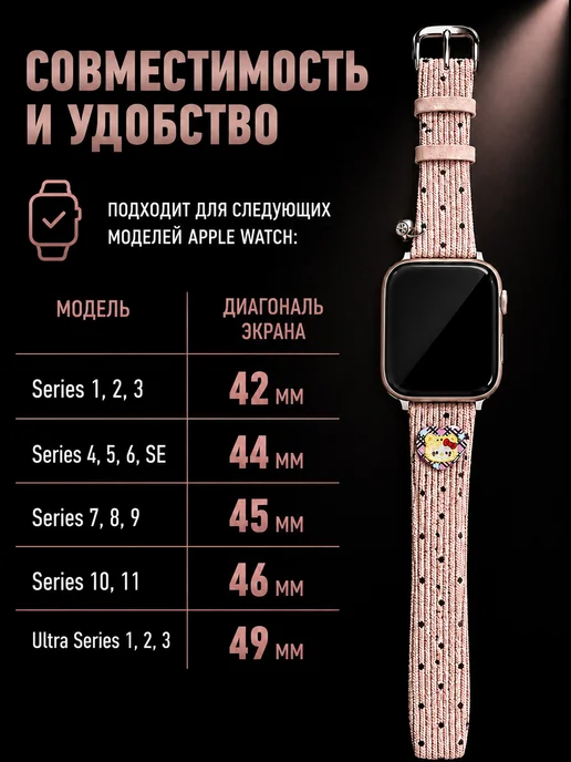 Vecorian Ремешок для Apple Watch Hello Kitty, розовый, фото 2