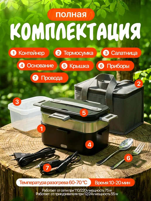 Sayhahome Ланч бокс с подогревом, черный, фото 2
