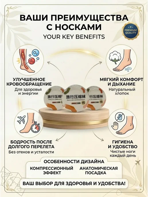 СА18 Носки одноразовые хлопок в индивидуальной упаковке сжатые, черный, фото 3