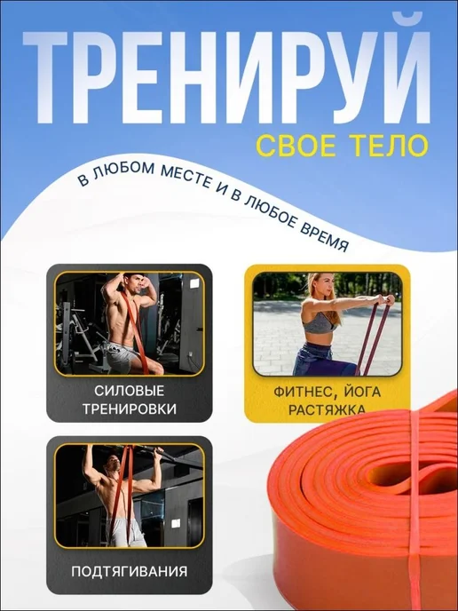 Фитнес-резинка, сопротивление 72–104 кг, 104 кг, фото 3