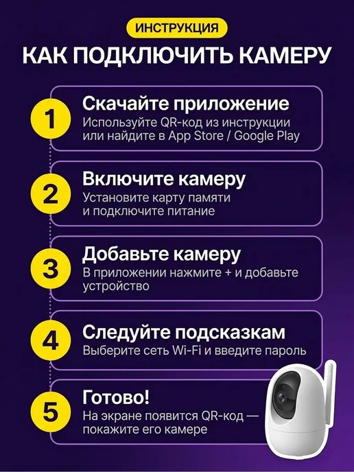 Видеоняня камера видеонаблюдения для дома Wi-Fi с телефона, черный, фото 5