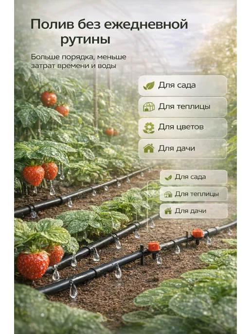 ASTERI Набор капельного полива 15м, система орошения сада, 15 м, фото 4