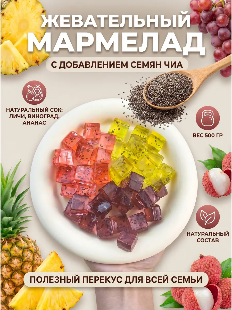 Жевательные конфеты желейные с чиа