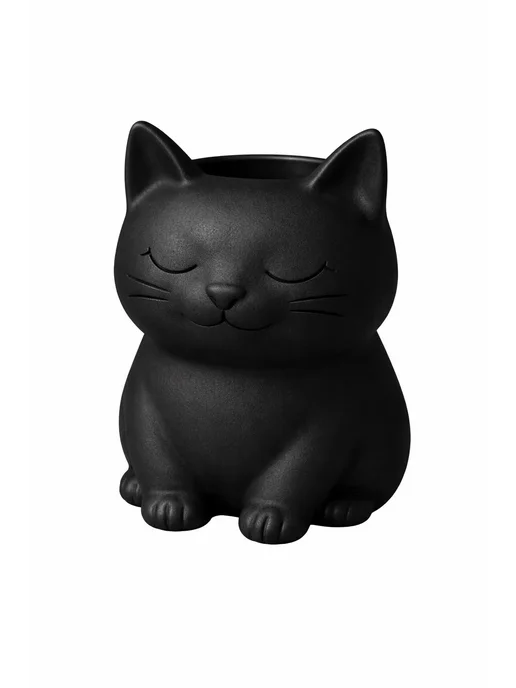 Sweet hobby Кашпо с зеленью для выращивания белая кошка, черный, фото 3