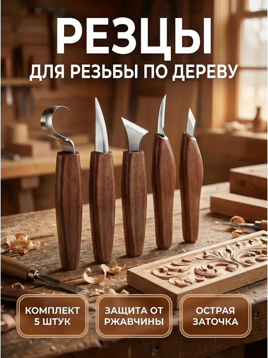 Набор резцы для резьбы по дереву нож