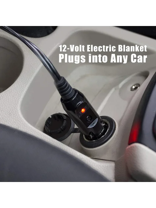 Обогревающее одеяло для машины 12V, таймер, Black Red, черный