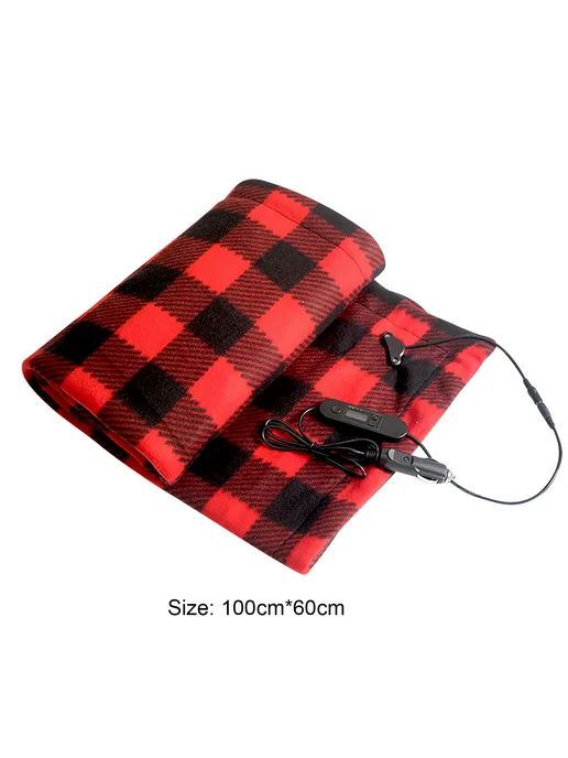 Обогревающее одеяло для машины 12V, таймер, Black Red, черный, фото 5