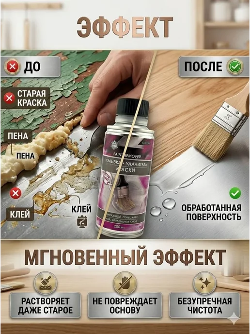 БР97 Удалитель краски и клея 200 мл быстрое снятие покрытий, 200 мл, фото 2