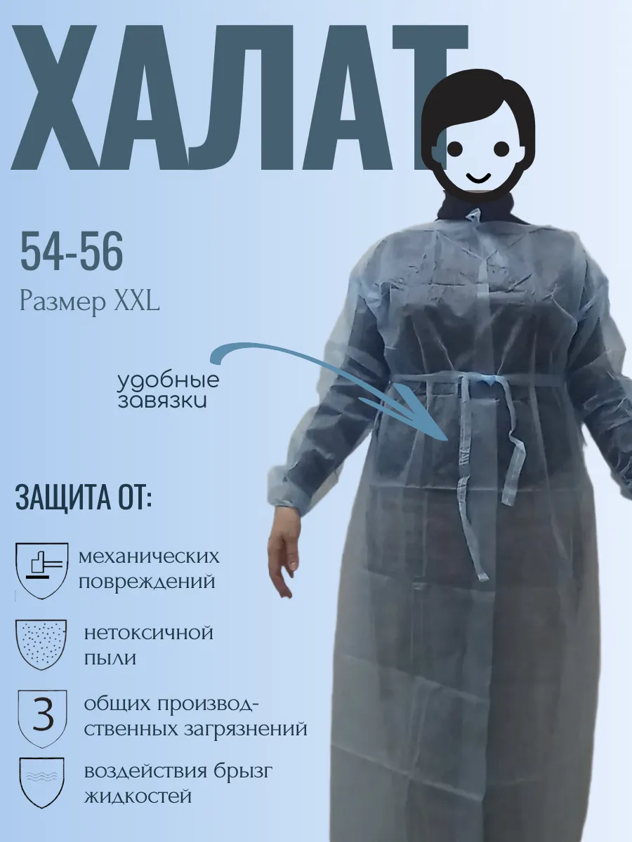 Халат защитный одноразовый