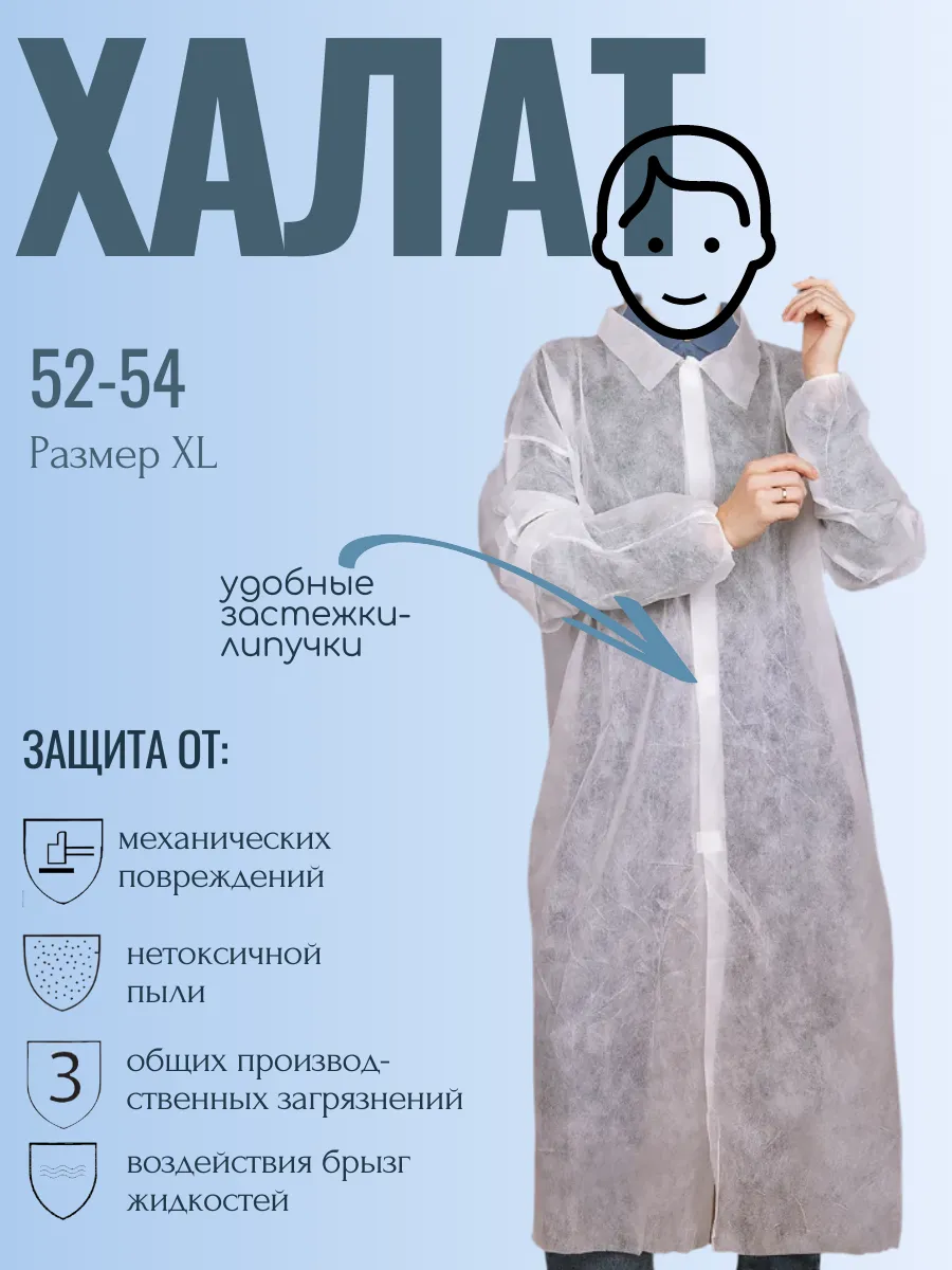 Халат защитный одноразовый