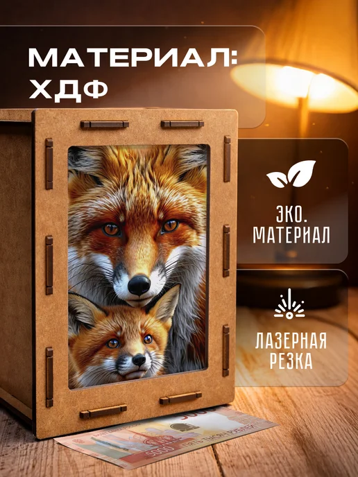KopiCash Копилка Животные Лиса Fox, коричневый, фото 5