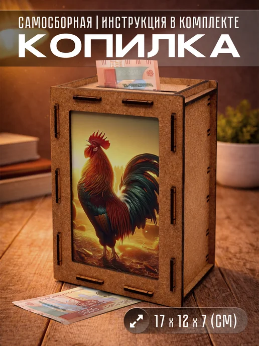 KopiCash Копилка Животные Петух Rooster, коричневый