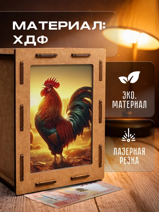 KopiCash Копилка Животные Петух Rooster, коричневый, фото 5
