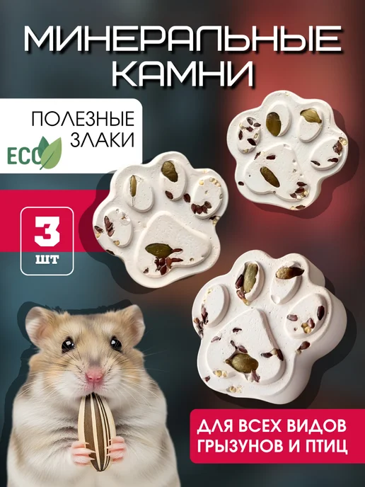 Пищевая добавка морской белый ракушечник Минеральный камень для грызунов, хомяков, джунгариков 2шт, 3 шт