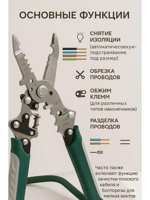 Paviti плоскогубцы складные стриппер многофункциональный!Ка, вариант, фото 2