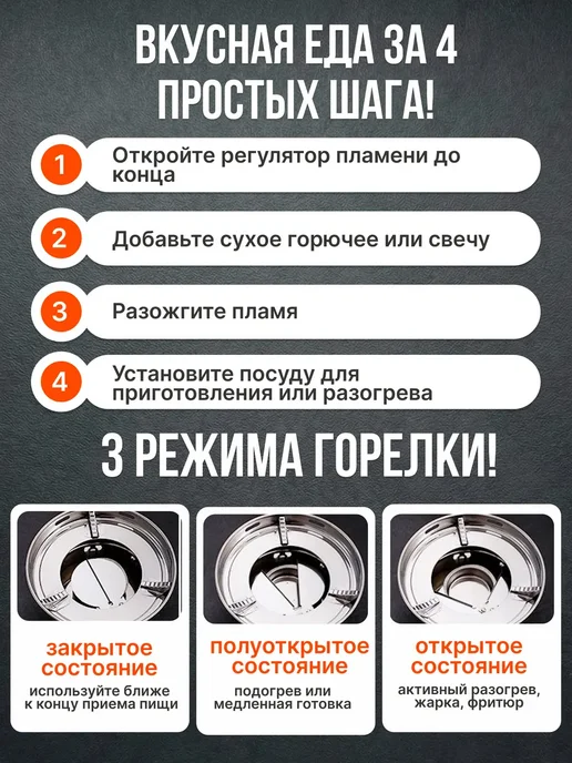 Горелка для сухого горючего, серый, фото 6