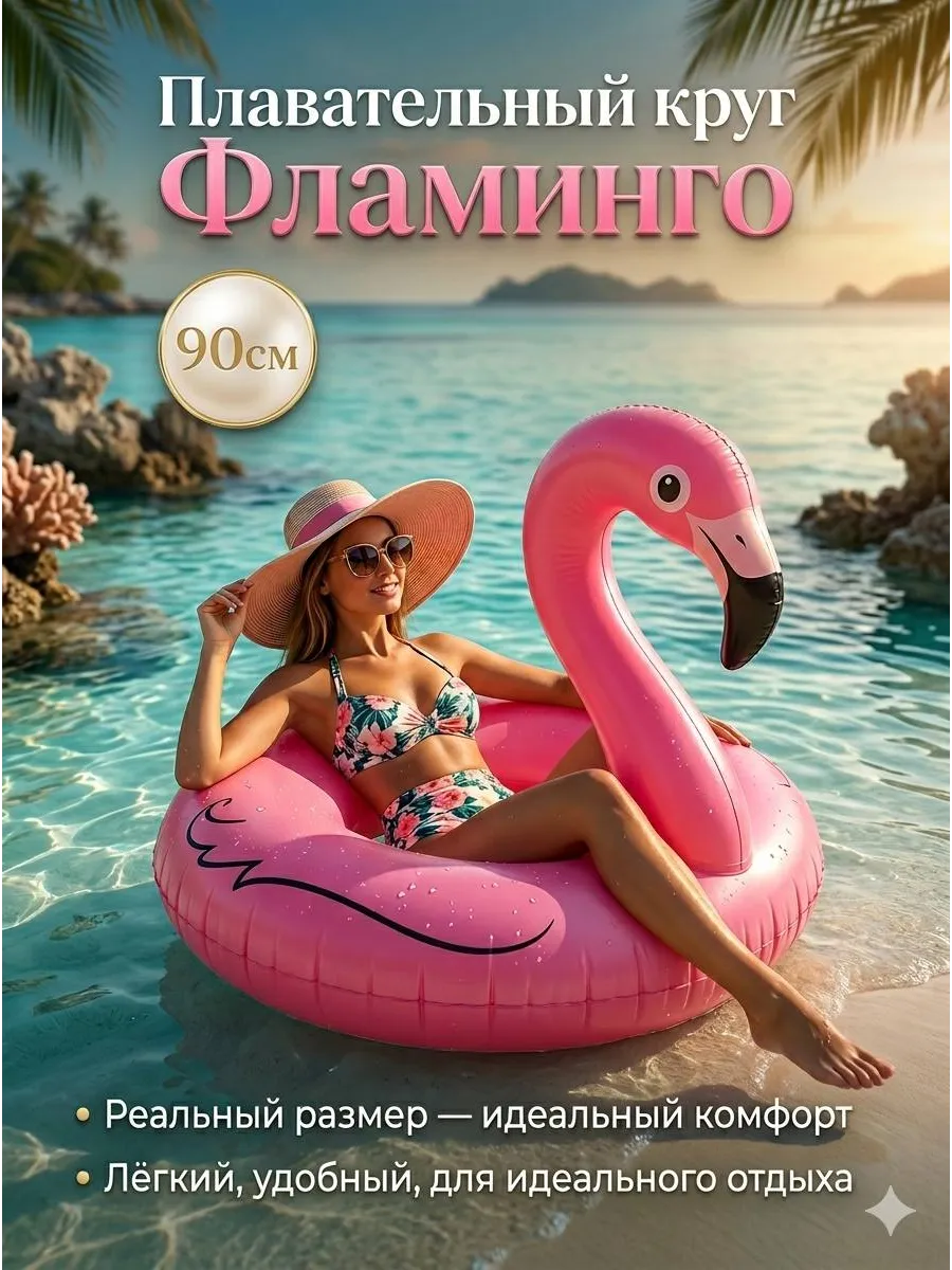 Надувной круг Фламинго 90см