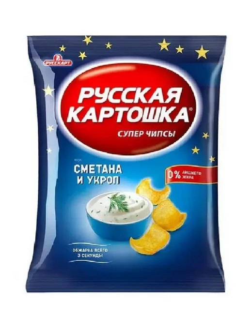 Русская картошка Картофельные чипсы Сметана-Укроп, 16 штук по 80 грамм, 16 шт, фото 2