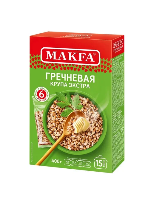 Makfa Гречневая ядрица 400 г (6 пакетов х 66,5 г) 9 уп, 400 г, 66,5 г, фото 2