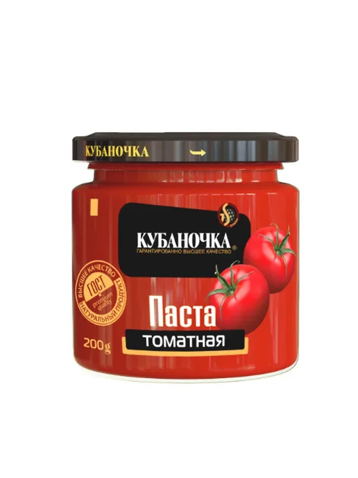Кубаночка Томатная паста с б, 12 штук по 200 грамм, 12 шт, фото 2