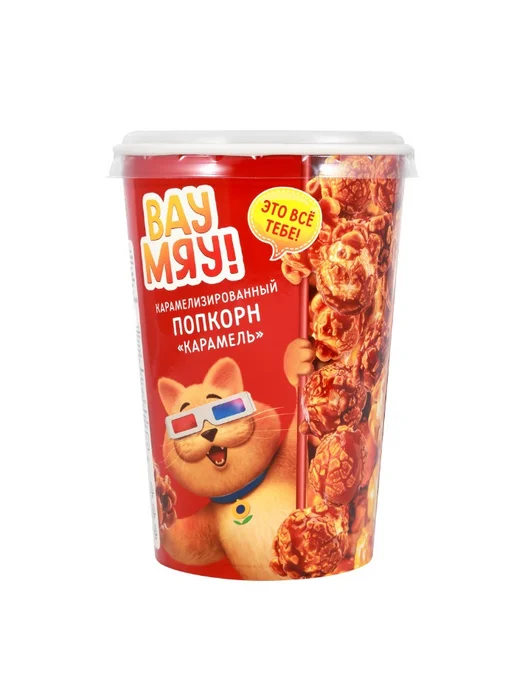 Попкорн ВАУ МЯУ со вкусом карамели, 100 г, 100 г, фото 2