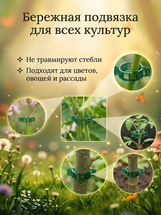 Клипсы фиксаторы для подвязки растений, помидор и томатов, зеленый, фото 4
