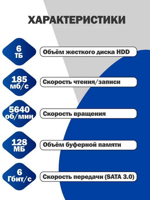 Чалый Внутренний жесткий диск WD Purple 6TB, 6 ТБ, фото 2