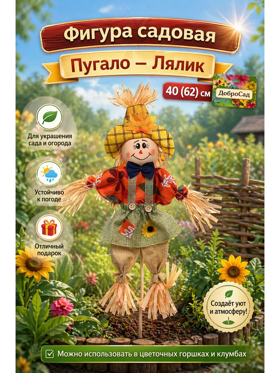 Фигура садовая "Пугало - Ариадна" 40см