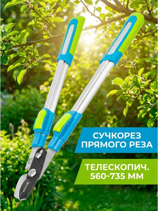 PALISAD Сучкорез прямого реза, телескопич. 560-735 мм, голубой