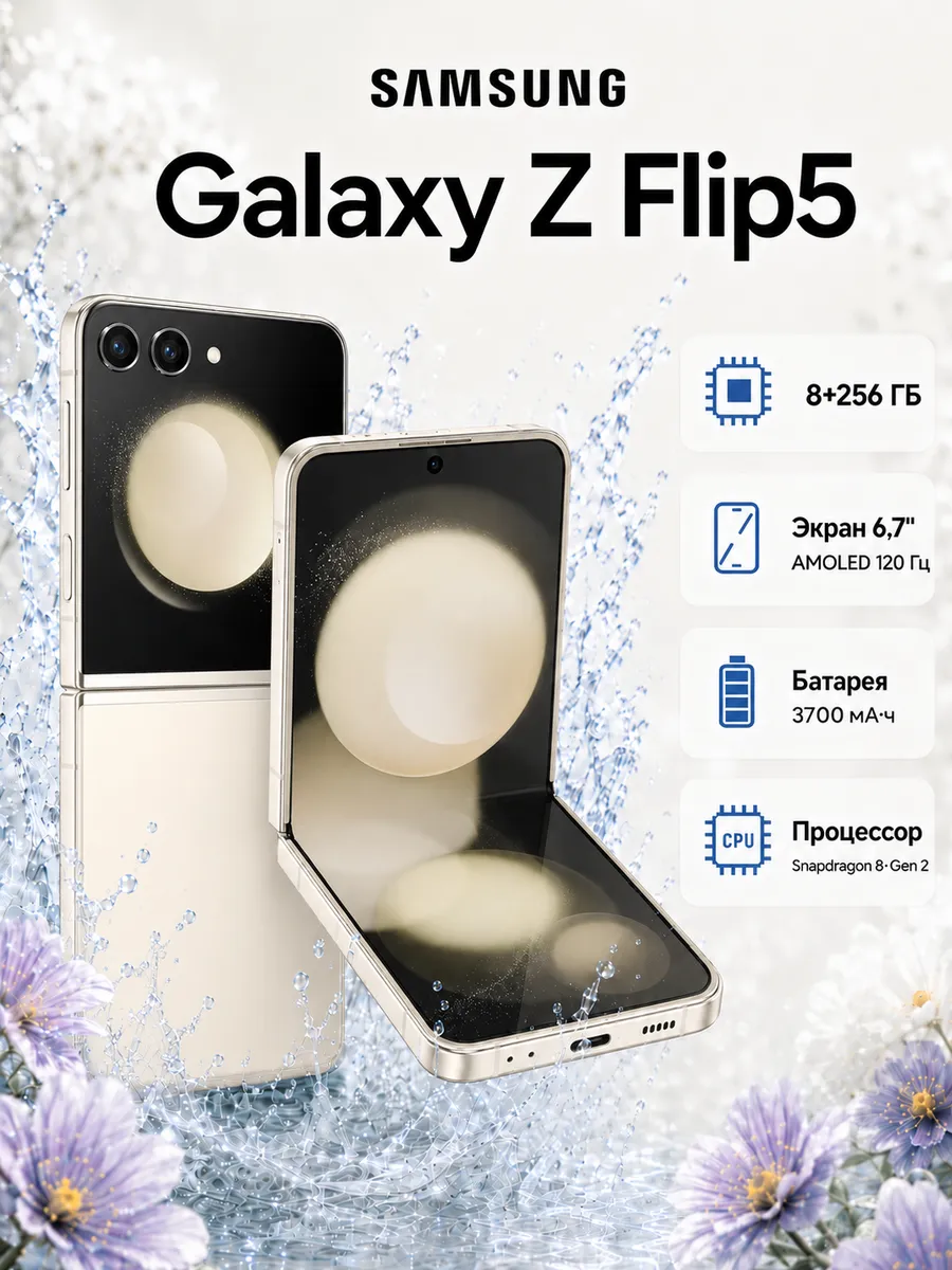 Смартфон Galaxy Z Flip 5 8/256 ГБ, cream