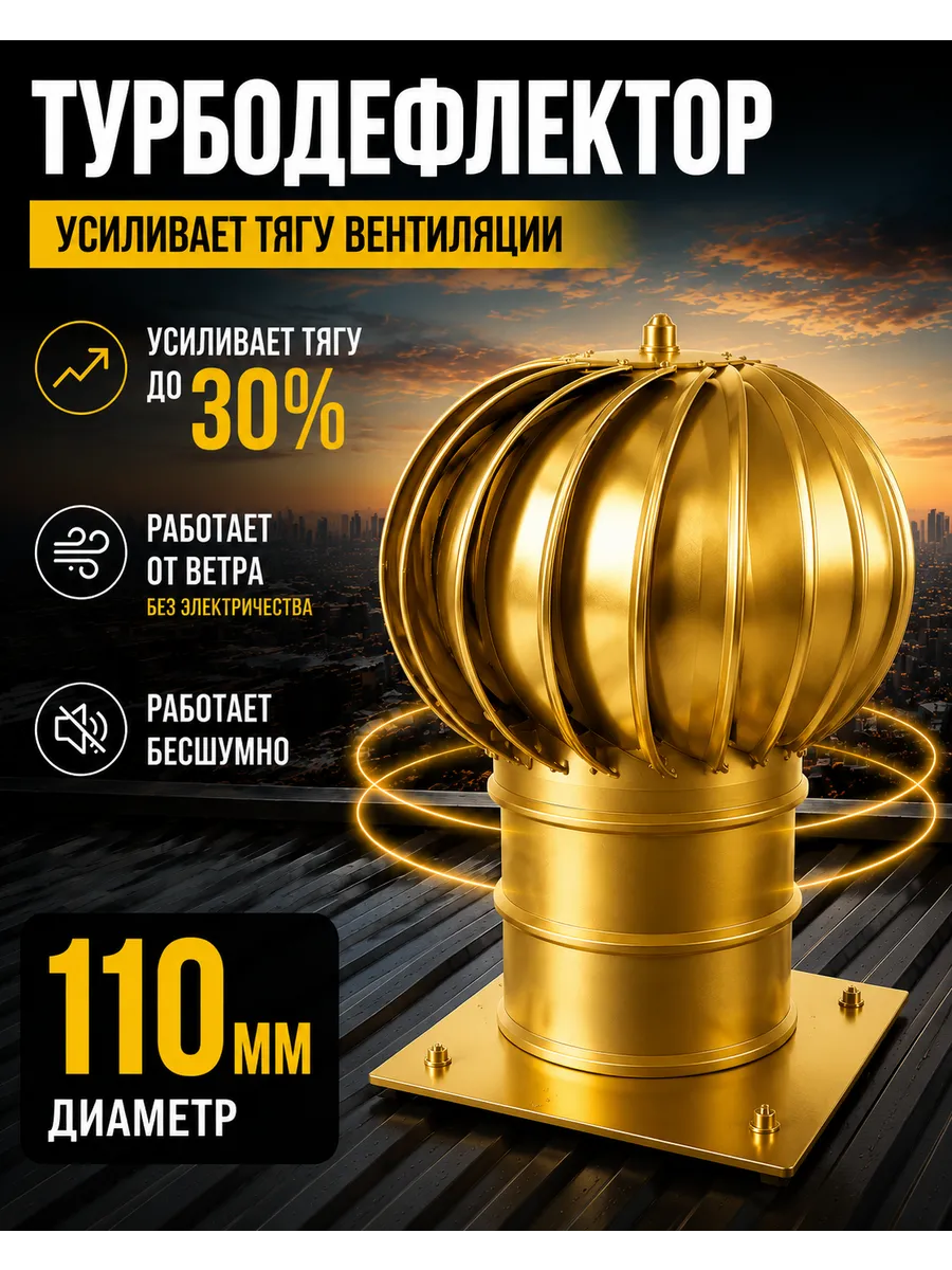 Турбодефлектор 110 золотой оцинкованный