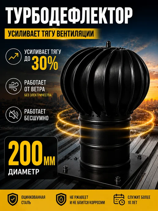 Crafer Турбодефлектор 200 черный оцинкованный, черный