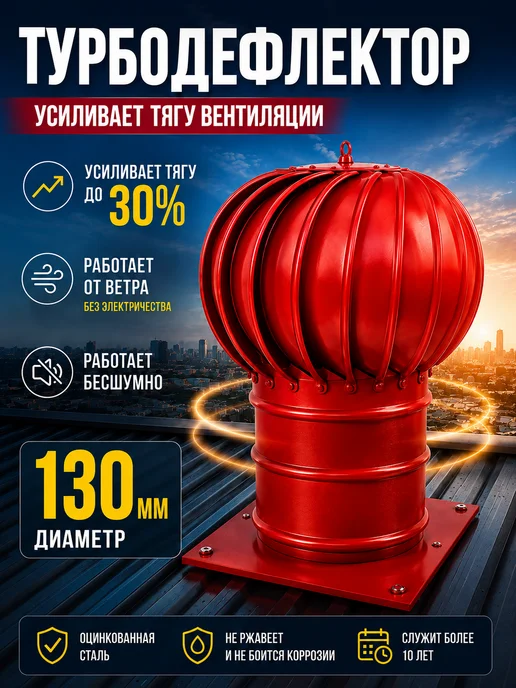 Crafer Турбодефлектор 130 золотой оцинкованный, красный