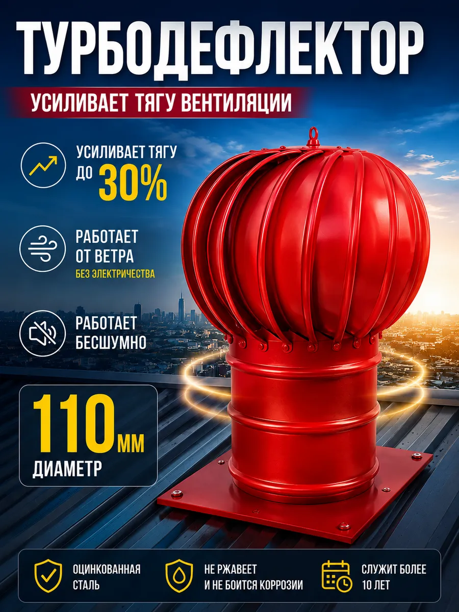 Турбодефлектор 110 красный оцинкованный