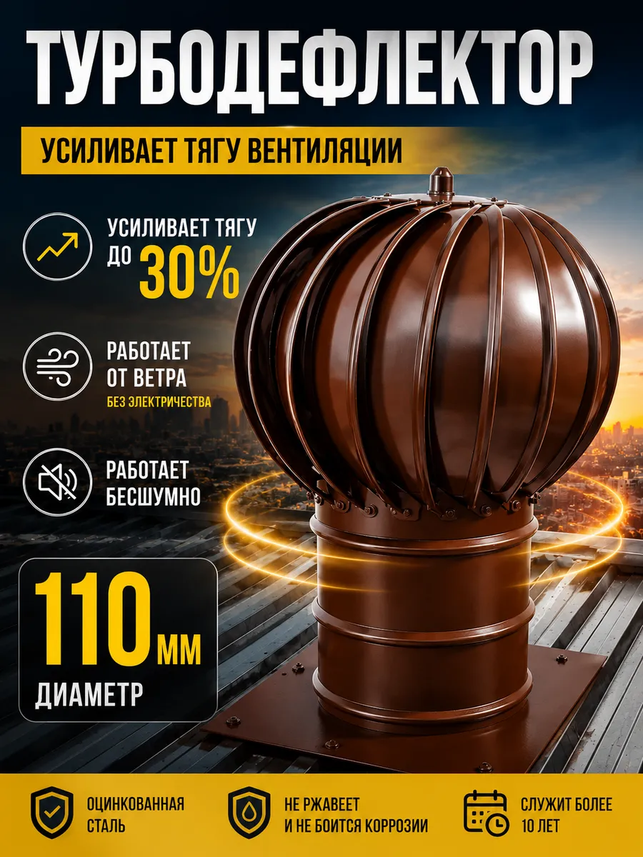 Турбодефлектор 110 коричневый оцинкованный