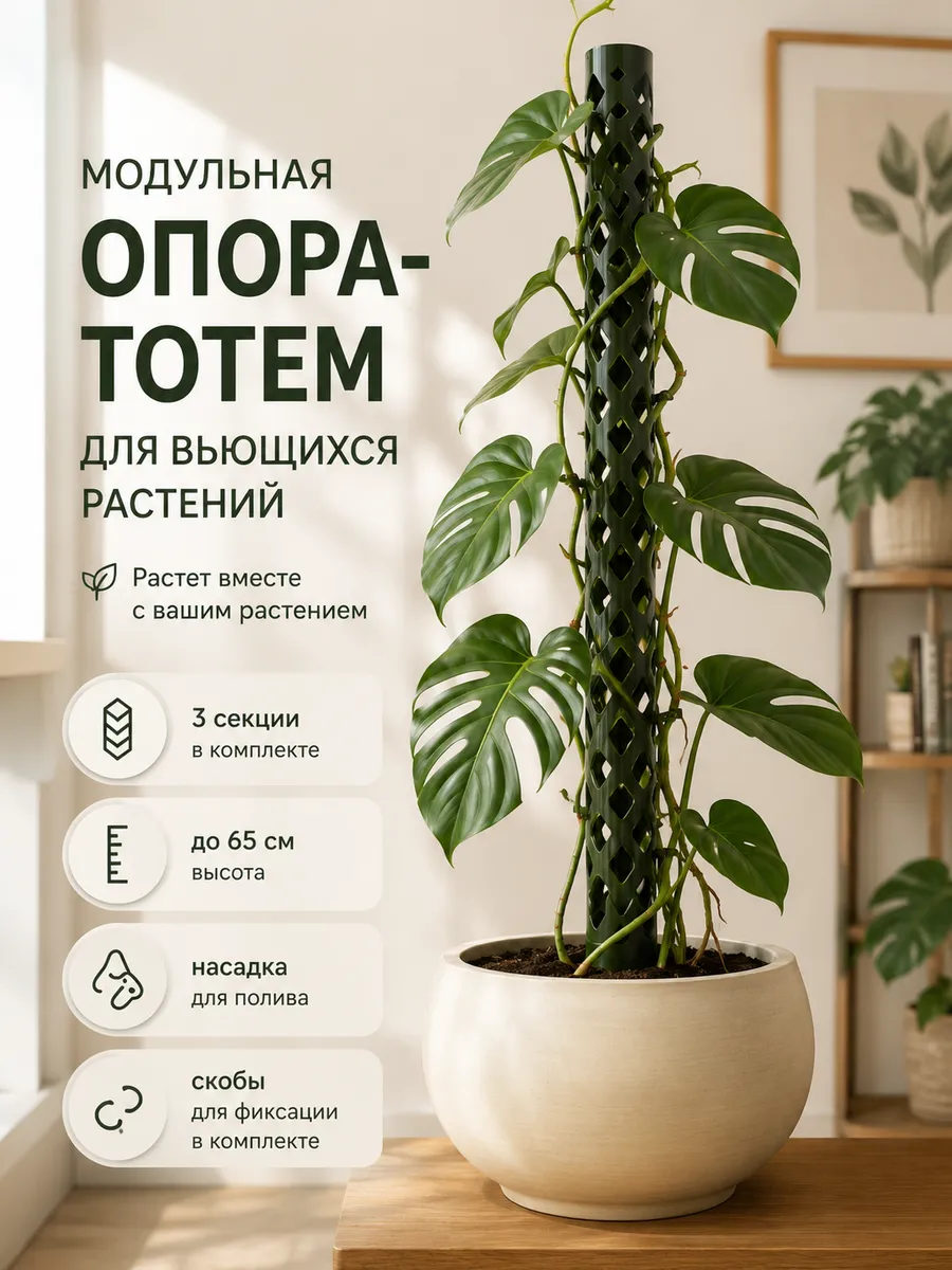 Опора тотем для вьющихся растений модульная с насадкой полив
