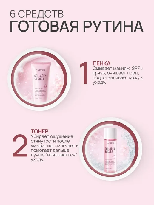 Уходовый миниатюрный набор для лица SADOER c коллагеном, вариант, фото 3
