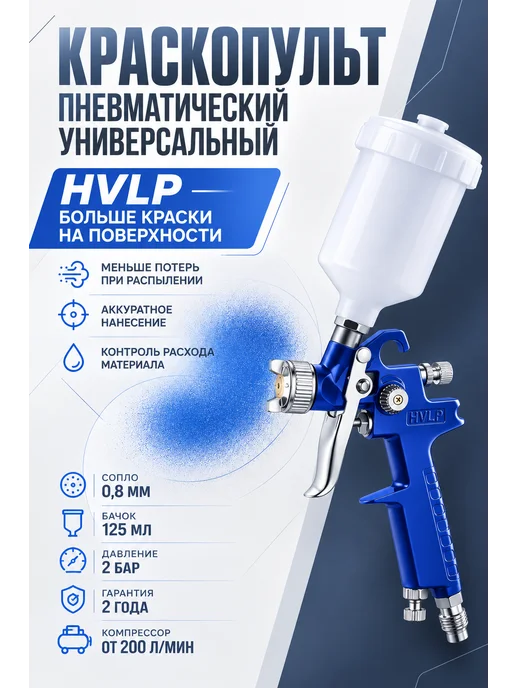Sumsour Краскопульт пневматический с верхним бачком, синий, фото 2