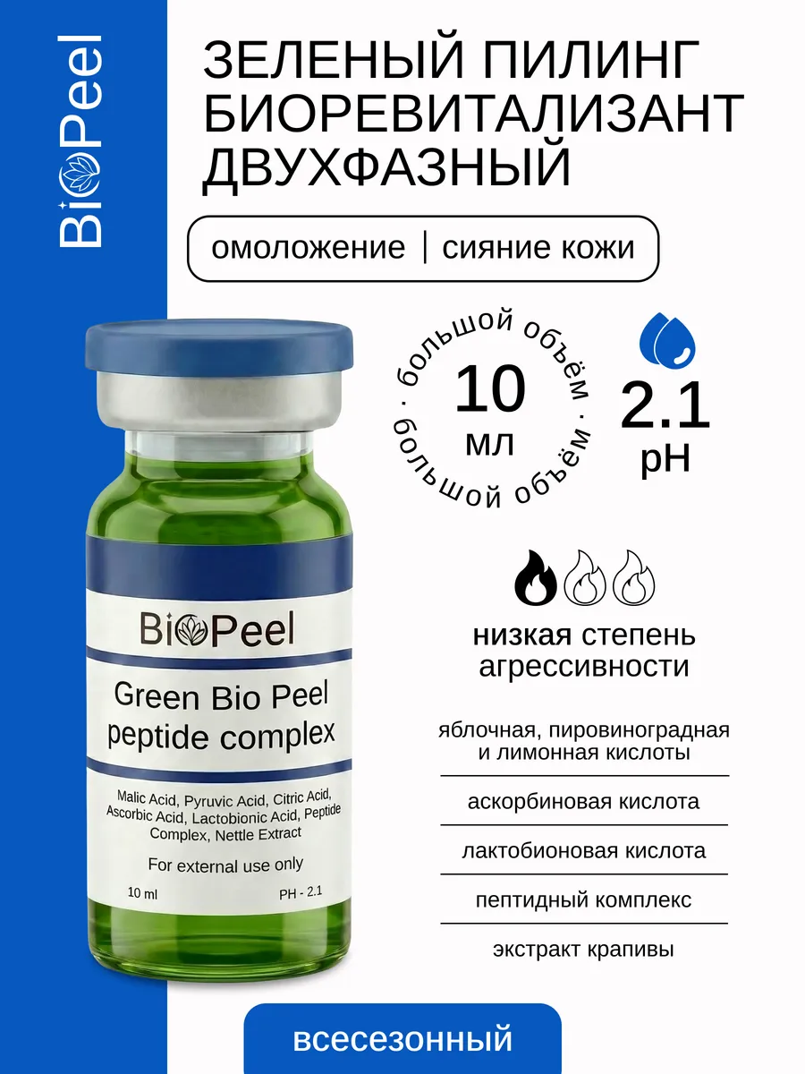 Зеленый пилинг - биоревитализант с пептидами. Для Красоты.
