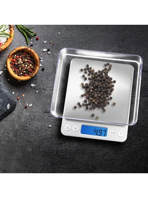 Цифровые весы 500 г, точность 0.01 г, для кухни, LCD, 500 г, 0,01 г, фото 2