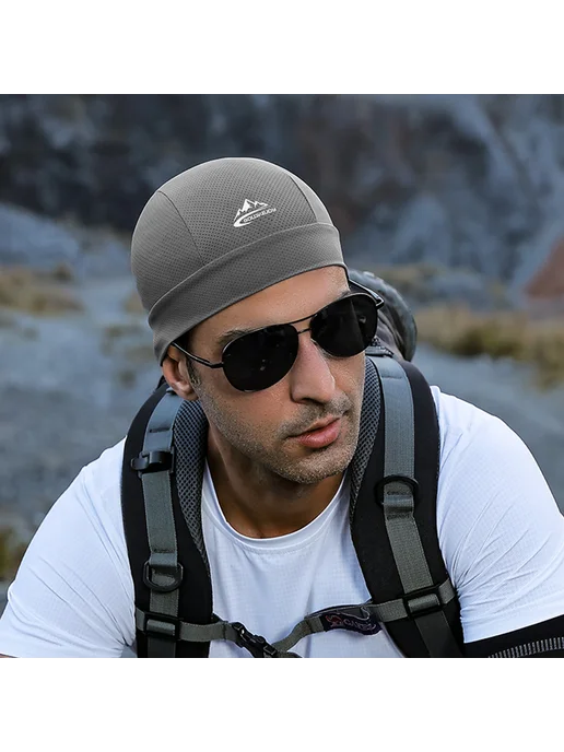 Вело шапка Skull Cap легкая, влажность отводит (Тёмно-серый), серый