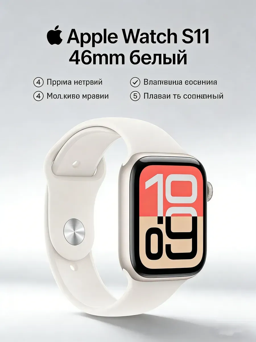 Apple S11 46mm белый память на 2000 песен без телефона