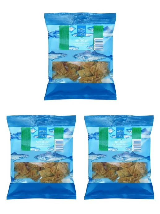 Чипсы рыбные сушено-вяленые WISH FISH, из трески, 70 г, 70 г, 3 шт