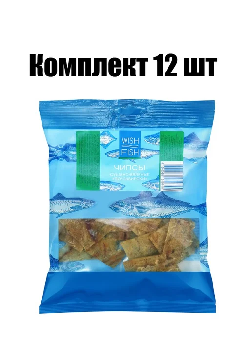 Чипсы рыбные сушено-вяленые WISH FISH, из трески, 70 г, 70 г, 12 шт