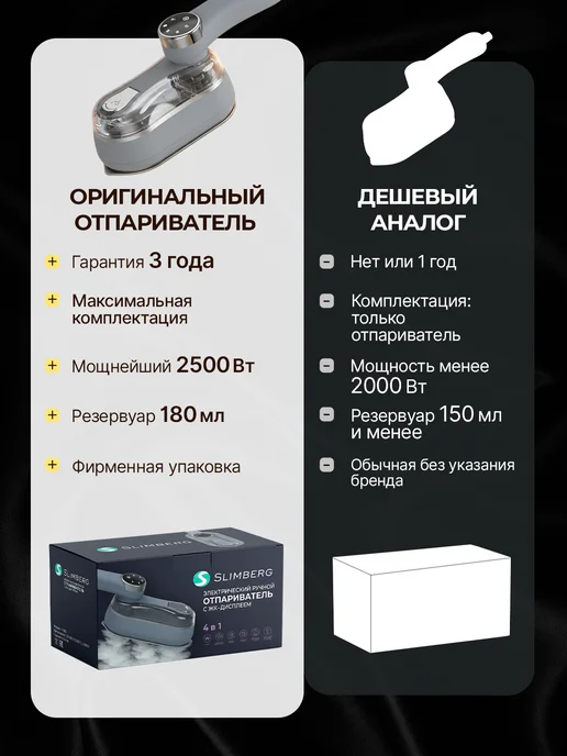 slimberg Отпариватель ручной для одежды паровой мощный, серый, фото 3