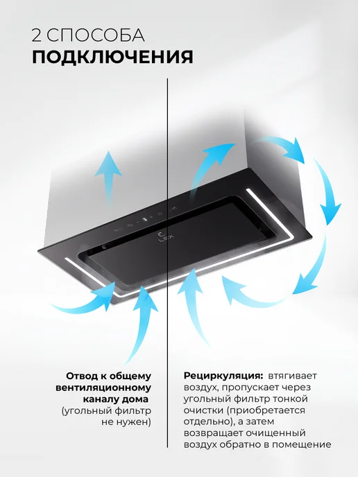 LEX Вытяжка встраиваемая NOVA 600 Inverter BL, 1200 м3 час, черный, фото 3