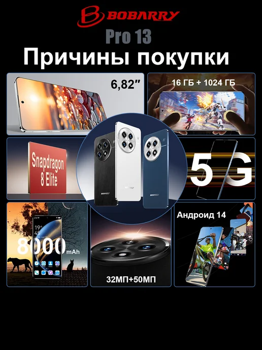 Смартфон Bobarry Pro 13 8000 16/1024 ГБ, белый, фото 4