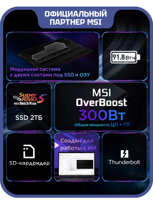 MSI Ноутбук игровой Raider 16 Max HX B2WJ-031RU (9S7-265111-031), черный, фото 7