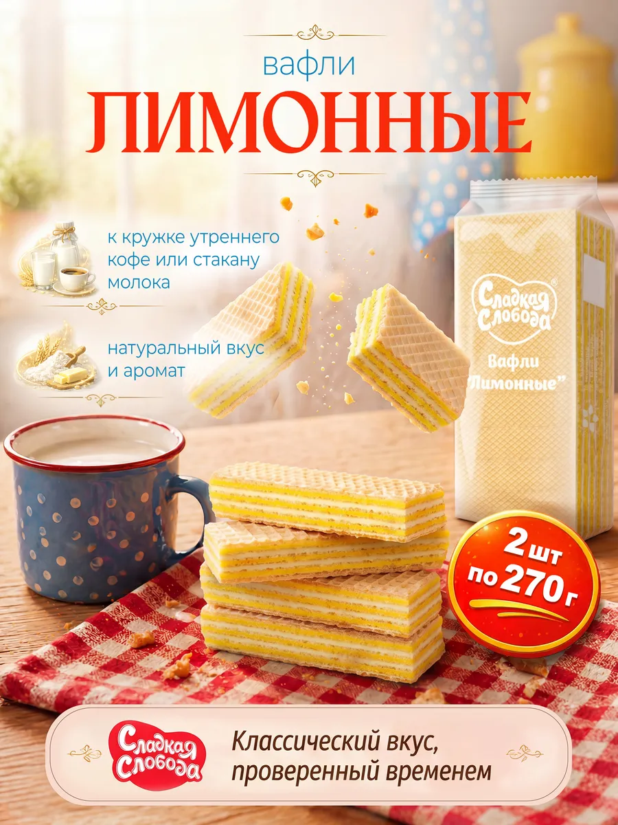 Вафли Лимонные 540 гр (2шт х 270 гр)