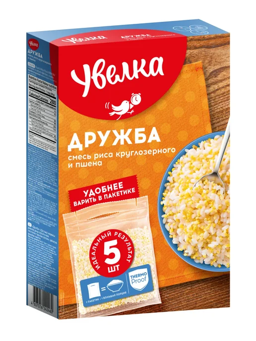 Увелка Смесь Дружба риса круглозёрного и пшена 400 г, 400 г
